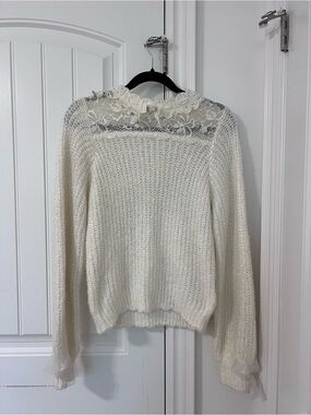 LIZ LISA Cream Lace Knit Sweater